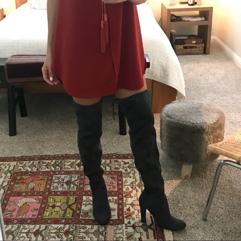 Steve Madden Knee-High Grey Boots Faux Suede